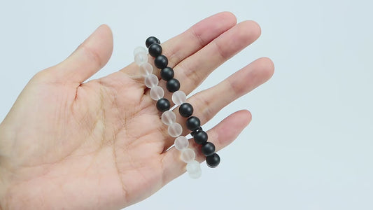 Black and White Beaded Distance Bracelet (Pair)